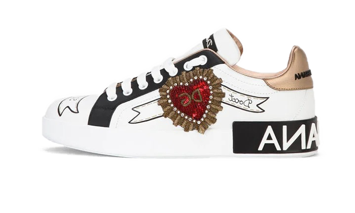 Calfskin Portofino sneakers with embroidery White