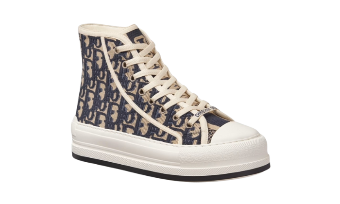 Sneakers In Blue Oblique Embroidered Cotton